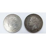 George IV 1826 sixpence, second bust, third reverse, VF+, together with an 1828 example, F-VF