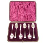 Cased set of six George V hallmarked silver teaspoons, Sheffield 1911 maker Fenton Brothers Ltd,