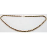 A 9ct gold necklace made up of three entwined strands,14.1g