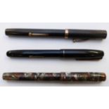 Three Waterman's fountain pens comprising W2 with 14ct W-2B nib and two Ideal one with marbled