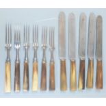 T.Renshaw and Son Sheffield set of early 19thC cutlery comprising five knives and six forks