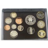 Royal Mint 2009 proof coin set comprising 14 coins, including two two pound, one pound and Kew