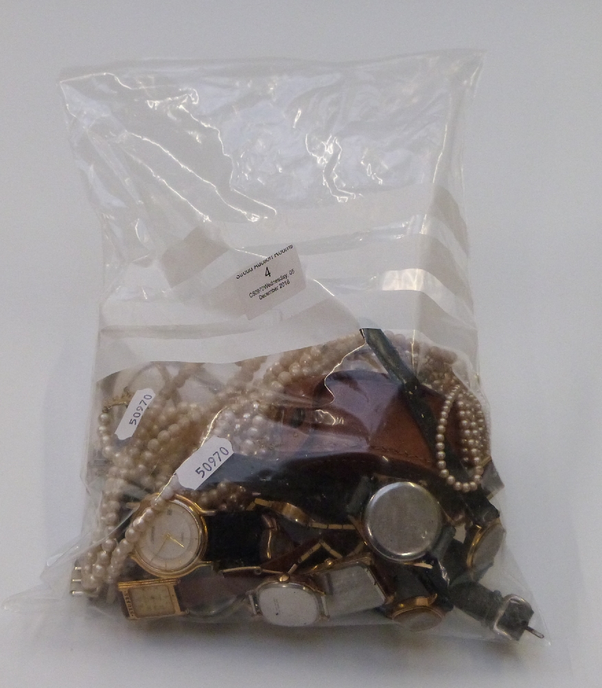 A collection of costume jewellery including three silver chains, cufflinks, 9ct gold chain, - Image 7 of 7