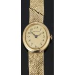 Jaeger-LeCoultre 9ct gold ladies wristwatch with black Arabic numerals, black Breguet hands, gold