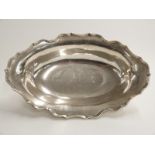Hallmarked silver pedestal shaped oval bowl, Chester 1918 maker Barker Brothers, height 7cm,