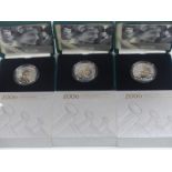 Three Royal Mint 2006 silver proof Piedfort Queen's 80th Birthday crowns, all in original cases with