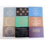 Nine 1970s Coinage of Great Britain coin sets comprising 1970, 1971, 1971, 1974, 1975, 1976, 1977,