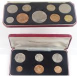 Two Elizabeth II specimen coin sets comprising 1965 nine coin set from crown to halfpenny and 1968