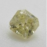 A cornered square cut modified brilliant natural yellow diamond of approximately 0.33ct, with GIA