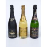 Three bottles of French sparkling wine, two Cremant de Bourgogne Meurgis Pinot Noir 1992 and