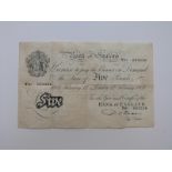 February 1951 P S Beale white five pound note T91 003536, some folds