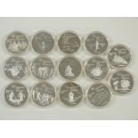 Fourteen 5 dollar 1976 Olympic coins, 24.3g each