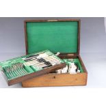 Walker and Hall six place setting canteen of silver plated cutlery in oak case, with letter dated