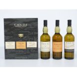 Caol Ila Islay single malt Scotch whisky three bottle collection comprising 18 year old, 12 year old