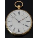 William Morgan of Monmouth 18ct gold open faced centre seconds chronograph pocket watch with gold