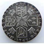 George III 1787 sixpence with semee of hearts, EF-unc with blue edge toning