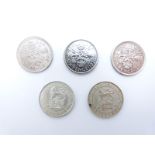 George V 1925 broad rim sixpence, Spink 4025, EF-unc, a late mint 1923 sixpence, together with an