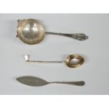 Hallmarked silver sifter spoon with pierced handle, length 15cm and golfing spoon etc., weight 72g
