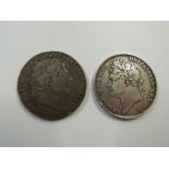 George III 1819 LIX crown together with a George iV 1822 TERTIO example, both F
