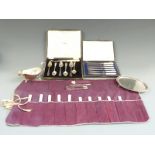 A quantity of silver plate to include cased cutlery, one by Goldsmiths & Silversmiths Company Ltd,