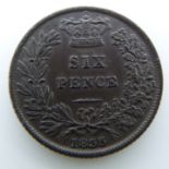 William IV 1935 sixpence, dark tone, unc