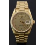 Rolex Oyster Perpetual Day-Date 18ct gold gentleman's automatic wristwatch ref. 18038 with day and