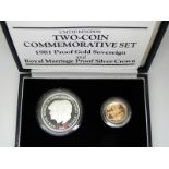 Royal Mint 1981 two coin set comprising proof gold full sovereign gold proof and Royal Marriage