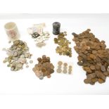 Amateur coin collection, bank notes and cloisonné jar