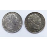 George III 'bull head' sixpences, 1819 and 1820, EF