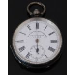 W E Watts of Nottingham The English Lever silver pocket watch with inset subsidiary seconds dial,