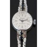 Condor 115 silver ladies wristwatch with black hands and baton markers, silver dial, bevelled bezel,