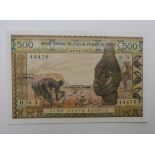 Ivory Coast 'A' 500 Francs 1959-65, about uncirculated