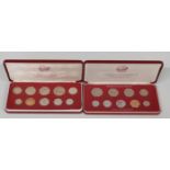 Franklin Mint Republic of Malta cased proof coin sets for 1977 and 1979, includes some silver