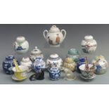 A collection of Chinese ceramics including ginger jars, lidded dishes etc