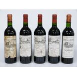 Five bottles of red wine comprising three Chateau Laffitte Laujac Medoc 1997 and two Chateau Tour
