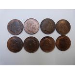 Eight Edward VII pennies 1902, 1903, 1904, 1905, 1907, 1908, 1909 and 1910, all EF-unc with lustre