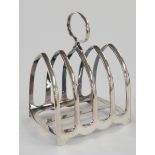 Edward VII hallmarked silver five bar toast rack, Sheffield 1908, maker Atkin Brothers, height 11cm,