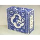 A 19th / 20thC Chinese blue and white pillow 15cm x 13cm