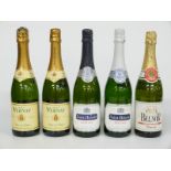 Five bottles of French sparkling wine comprising two Saint Honoré demi sec 10.5% vol, two Vernay