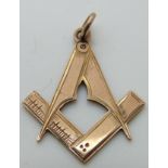 A 9ct Masonic charm/fob, Birmingham 1914, 2.8g