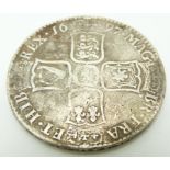 1697 William III half crown, NONO edge, F