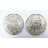 1901 old head Victorian sixpence together with an 1889 Jubilee head example, both unc
