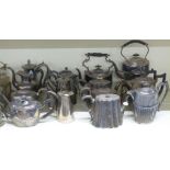 A large quantity of silver plate to include teapots, four bottle cruets etc.