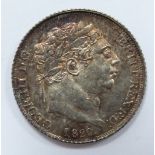 1820 George III "bull head" sixpence, EF with toning
