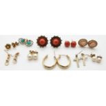 A pair of Victorian earrings, a pair of 9ct gold earrings set with a cameo to each, a pair of 9ct