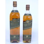 Two bottles of Johnnie Walker 15 year old pure malt Scotch whisky comprising 100cl and 75cl, 40%