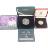 Two cased silver proof Piedfort coins comprising Queen Mother crown 2000 and a £2 example 1997