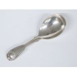 Georgian fiddle thread and shell pattern hallmarked silver caddy spoon, London 1809 maker James