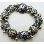 Russian silver bracelet set with enamel/ cloisonné