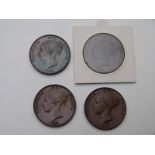 1855 Victorian copper penny, OT, close colon EF together with two 1859 and one other 1855 VF+